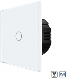 Intrerupator Simplu Wi-Fi si RF433 cu Touch din Sticla LUXION Alb 