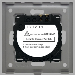 Intrerupator Simplu cu Variator cu Touch din Sticla si Rama de Aluminiu LUXION RF433 Gri 