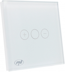 Intrerupator simplu cu touch si dimmer PNI SafeHome DIM101 1X700W Live Wire fara nul sticla Alb 