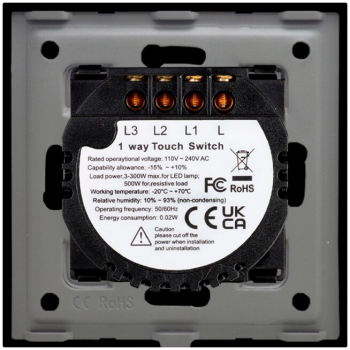 Intrerupator triplu cu touch LUXION 500W Sticla Negru 