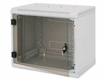 Rack de perete triton sectiune simpla 9u 600mm adancime usa sticla panouri laterale fixe sectiuni ventilatie activa 