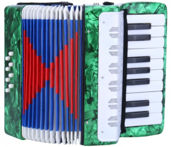 Acordeon Cu 17 Clape Si 8 Butoane Bass De Jucarie Klausstech Verde 23 Cm