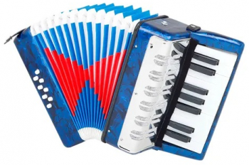 Acordeon Klausstech Cu 17 Clape Si 8 Butoane Bass De Jucarie Albastru Deschis 23 Cm