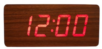 Ceas De Birou KlaussTech Afisare Temperatura Data Alarma Lemn Maro 