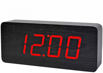 Ceas Digital Lemn Klausstech Cu Alarma Led Rosu Negru 