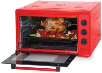Cuptor Electric Emailat Cu Rotisor Capacitate 32l Putere 1500w Functie De Timer Termostat Reglabil Rosu 