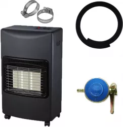 Pachet - Soba Pe Gaz Neagra Arzator Cu Ardere Completa + Regulator Gaz + 1m Furtun Gaz +2 X Coliere Furtun Gaz