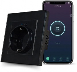 Priza inteligenta iUni SS1 WiFi 16A Monitorizare consum Smart Life / Tuya APP Compatibila Alexa/Google Assistant Black 