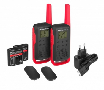 Set De 2 Aparate De Emisie-receptie Motorola Raza De Actiune Maxima 8 Km 16 Canale Pmr 121 Canale Rosu