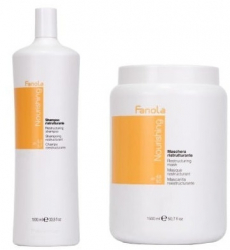 Set Profesional Fanola Nourishing pentru Par Uscat Sampon Restructurant 1000ml + Masca Tratament 1500ml - Hidratare Intensa si Revitalizare