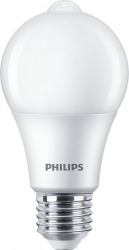 Bec Philips Led Senzor Miscare Iluminare Alb Cald Putere 8w 60w 806 Lm Temperatura 4000 K 15000 H E27 Forma De Para A+ Alb 