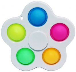 Breloc Fidget Spinner/Pop It antistres alb cu 5 buline colorate 8 cm Vivo 