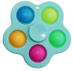 Breloc Fidget Spinner/Pop It antistres albastru turcoaz cu 5 buline colorate 8 cm Vivo 