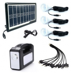 Kit Lanterna Cu Incarcare Solara Fotovoltaic Pentru Camping 3 Becuri Cu Led Smd 10 Mufe Si Incarcator Priza Port Usb Material Abs Plasti