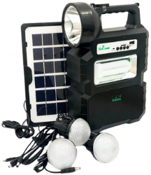 Kit Solar De Camping Cu 3 Becuri Panou Solar Incarcare Telefon Bluetooth Radio Fm Incarcare 4-10 H 7w Culoare Negru 