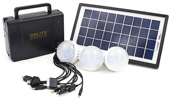 Kit Solar De Proiectare Lumina Portabil Acumulator Reincarcabil 3 Becuri Buton Pornire/oprire Port Usb 6v Alimentare 110-240v 50/60hz 