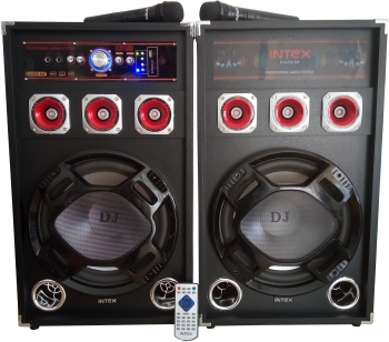 Set 2 Boxe Audio Active Intex Cu Conectori Usb Sd Card Functia Bluetooth 2 Microfoane Wireless Joc De Lumini Telecomanda Inclusa 