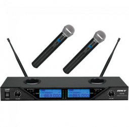 Set 2 Microfoane Bst Profesionale Wireless Cu Receiver Uhf 100 M 8 Canale Reglabile 