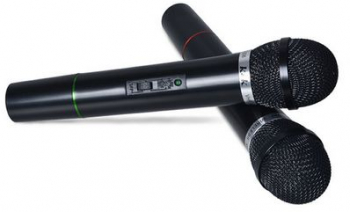 Set 2 Microfoane Profesionale Wireless Putere Emisie 8 Mw Frecventa 75 Khz Distanta De Operare 10 M Culoare Negru