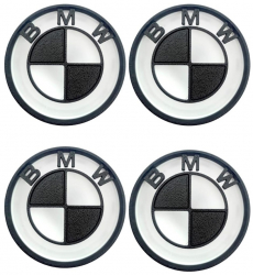 Set 4 capace pentru jante BMW diametru 68 mm alb-negru efect 3D BMW-WHITE-BLACK 