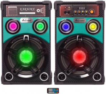 Set Boxe Active Ailiang 160w Rms Karaoke Usb Bluetooth Card Sd Radio Fm Joc Lumini Telecomanda 