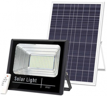 Set Corp Iluminat Led Si Panou Solar Fotovoltaic 100w Lampa Cu Incarcare Solara Telecomanda Suport Si Suruburi Incluse 