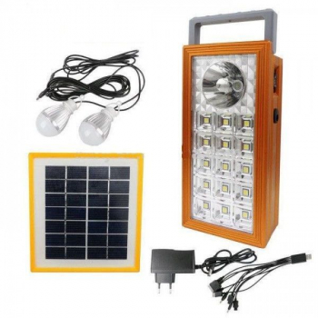 Sistem Iluminare Led Cu Panou Solar Inclus Klausstech 2 Becuri Led Lampa Solara Portabila Incarcator Multifunctional Inclus Design Compa 