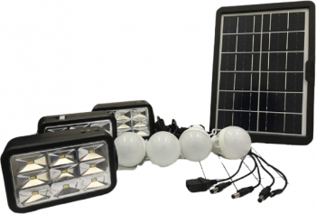 Sistem Solar De Camping 6w Cu 7 Lampi Acumulator 7800 Mah Incarcare 8-15 H Usb 5v Intrare 5-6 V Portabil Negru