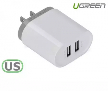 Incarcator dublu de perete Mufa SUA 2.4A / 1A 17W 5V USB Culoare Alb 