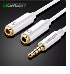 3.5mm Jack to Dual 3.5mm F Headset + Mic Y Splitter Culoare Alb 