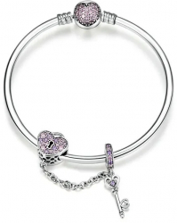 Bratara pentru talismane din argint 925 Heart Lock and Key 