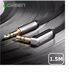Cablu audio Premium de 3.5mm ultra plat unghi 90 grade Lungime 1.5 Metri Culoare Negru 