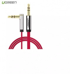 Cablu audio Premium de 3.5mm ultra plat unghi 90 grade Lungime 1 Metru Culoare Rosu 