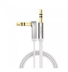 Cablu audio Premium de 3.5mm ultra plat unghi 90 grade Lungime 1 Metru Culoare Alb 