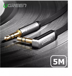 Cablu audio Premium de 3.5mm ultra plat unghi 90 grade Lungime 5 metri Culoare Negru 