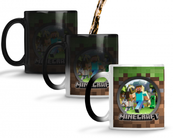 Cana Minecraft Steve Wolf & Creeper Termosensibila 330ml mug64