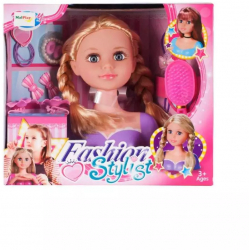 Cap papusa pentru coafat si machiat cu accesorii roz 