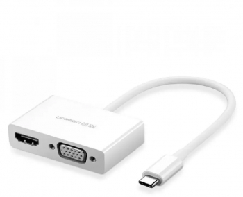 Convertor USB-C la HDMI si VGA compatibil cu Thunderbolt 3 Port Culoare Alb 