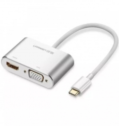 Convertor USB-C la HDMI si VGA compatibil cu Thunderbolt 3 Port Culoare Argint 