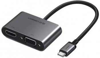 Convertor USB-C la HDMI si VGA compatibil cu Thunderbolt 3 Port Culoare Negru 