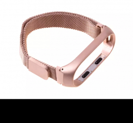 Curea metalica tip plasa pentru bratara fitness Xiaomi Mi Band 3 / 4 cu prindere magnetica Culoare Roz-Auriu Metalic 