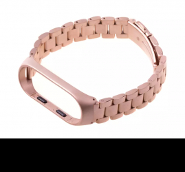 Curea otel inoxidabil pentru bratara fitness Xiaomi Mi Band 3 / 4 Culoare Roz-Auriu Metalic 