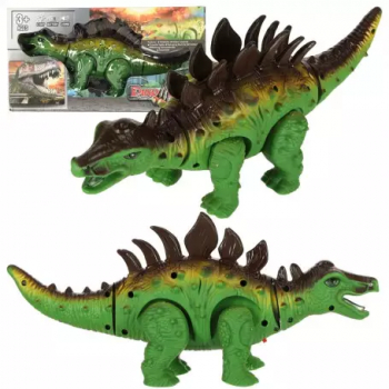 Dinozaur Triceratops electric cu baterii lumini si sunete miscari realiste verde 