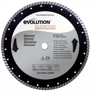 Disc pentru fierastrau circular taiere marmura piatra Evolution RAGEBLADE355D O355x25.4 mm 