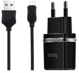 Hoco Dual Premium Lightning 2.4A Adaptor Incarcator Culoare Negru 