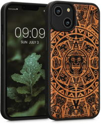 Husa Kwmobile pentru Apple iPhone 14 Lemn Maro/Negru 59124.02 