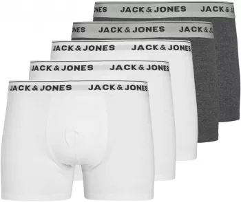 JACK JONES Jactrunks Boxeri pentru barbati pachet de 5 Marimea XL 3 albi si 2 gri - OUTLET 