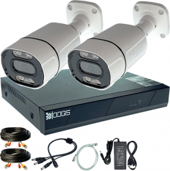 Kit Supraveghere OOGIS&trade K5MX2ECR cu 2 Camere 5MP 2K+ IR 30m Microfon exterior 1920P extensibil la 4 Complet acces mobil noapte/zi 