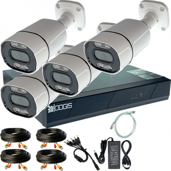 Kit Supraveghere OOGIS&trade K5MX4ECR cu 4 Camere 5MP 2K+ IR 30m Microfon exterior 1920P extensibil la 8 Complet acces mobil noapte/zi 