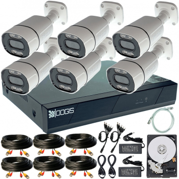 Kit Supraveghere OOGIS&trade K5MX6ECR-20 cu 6 Camere 5MP 2K+ IR 30m Microfon exterior 1920P extensibil la 8 Complet + HDD2TB acces mobil 